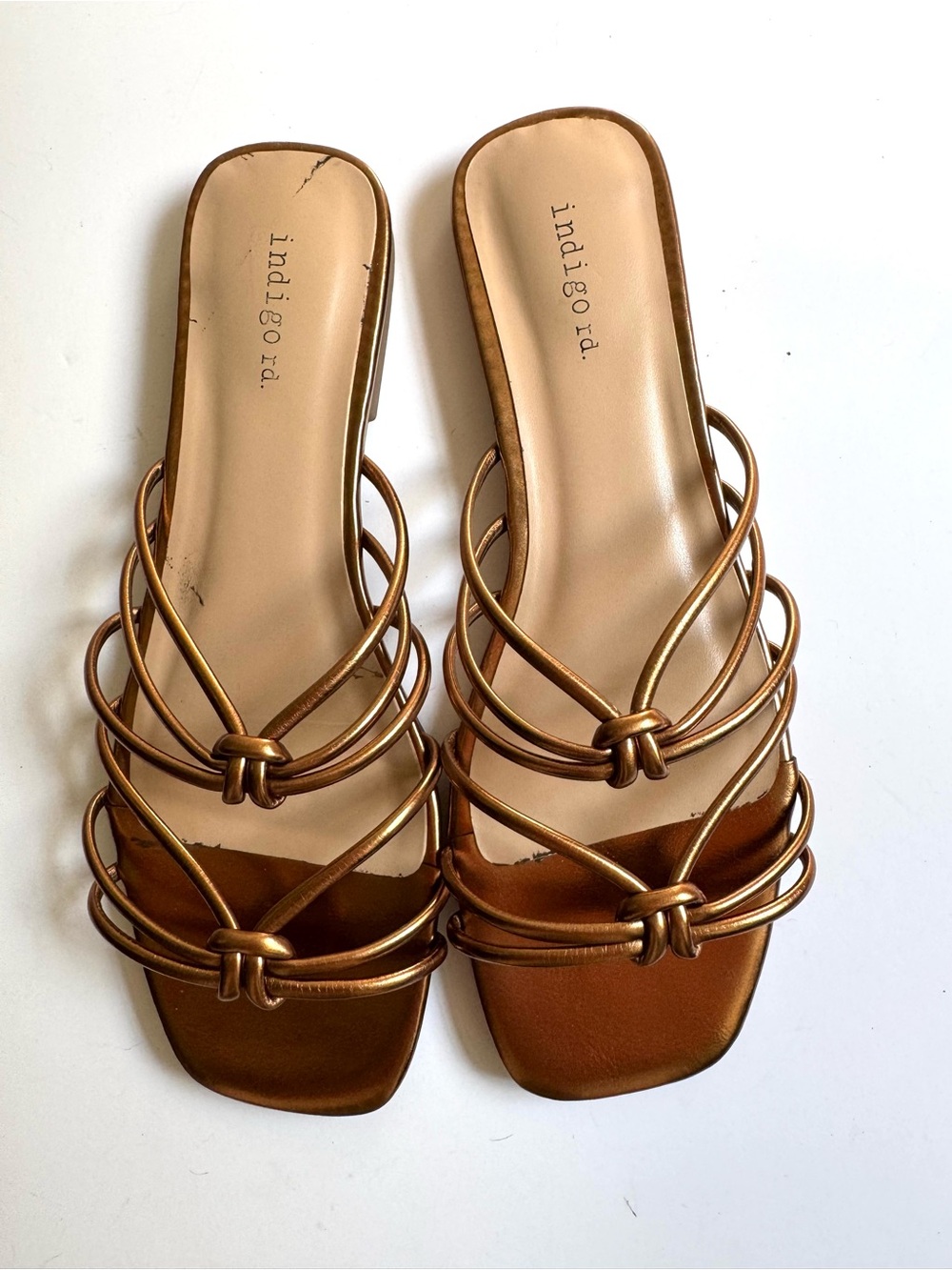 Indigo Rd. Bronze Strappy Slide Sandals - Picture 2 of 5